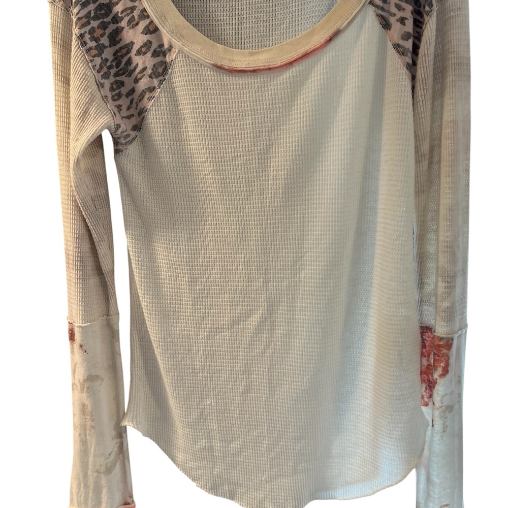 We The Free Cream and Patterned Long Sleeve Thermal Top